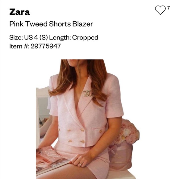 Zara Pink Short-Sleeve Blazer - Picture 2 of 3
